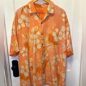 Tommy Bahama Orange Floral Casual Button Down Shirt